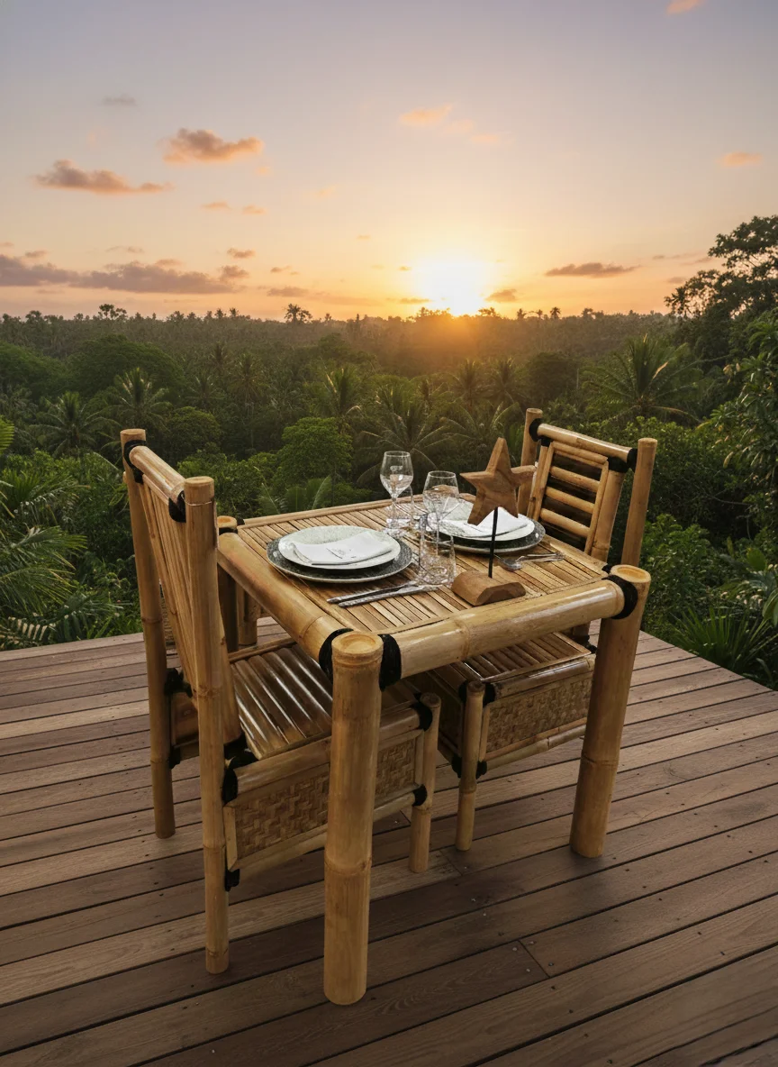 Table à manger en bambou